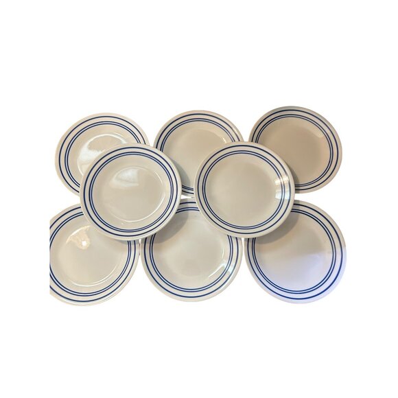 10 Vintage Corelle Classic Cafe Blue Stripe Dinner salad Plates Nostalgic Dinner - Picture 5 of 6